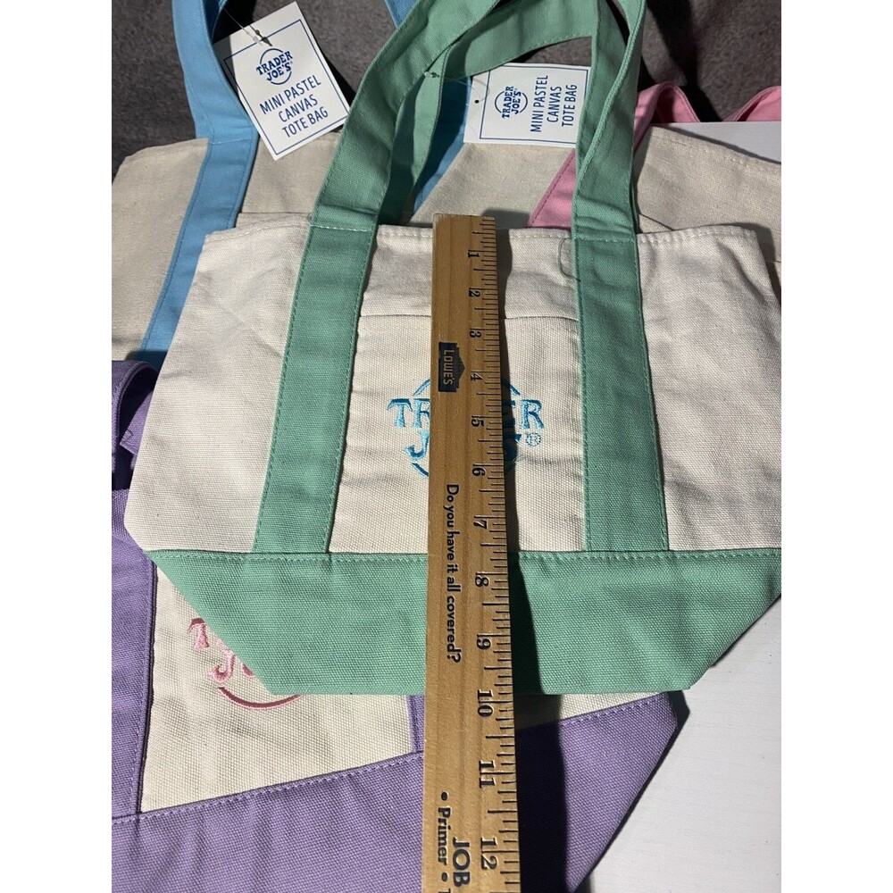 Trader Joe’s Mini Pastel Canvas Tote Bag Set of 4 NWT Limited Edition All Colors - Picture 7 of 8